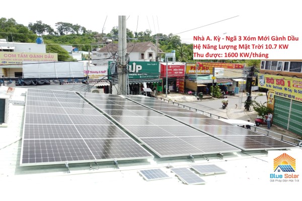 Thi công hệ 10.7 KW Điện Năng Lượng Mặt Trời tại nhà A. Kỳ - Ngã 3 Xóm Mới - Gành Dầu