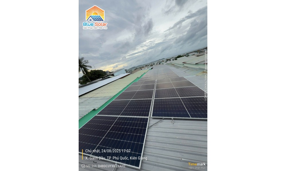 Hệ thống điện năng lượng mặt trời hòa lưới 14.5kWp – Nhà trọ Giặt Sấy Bảo Anh, Gành Dầu Phú Quốc