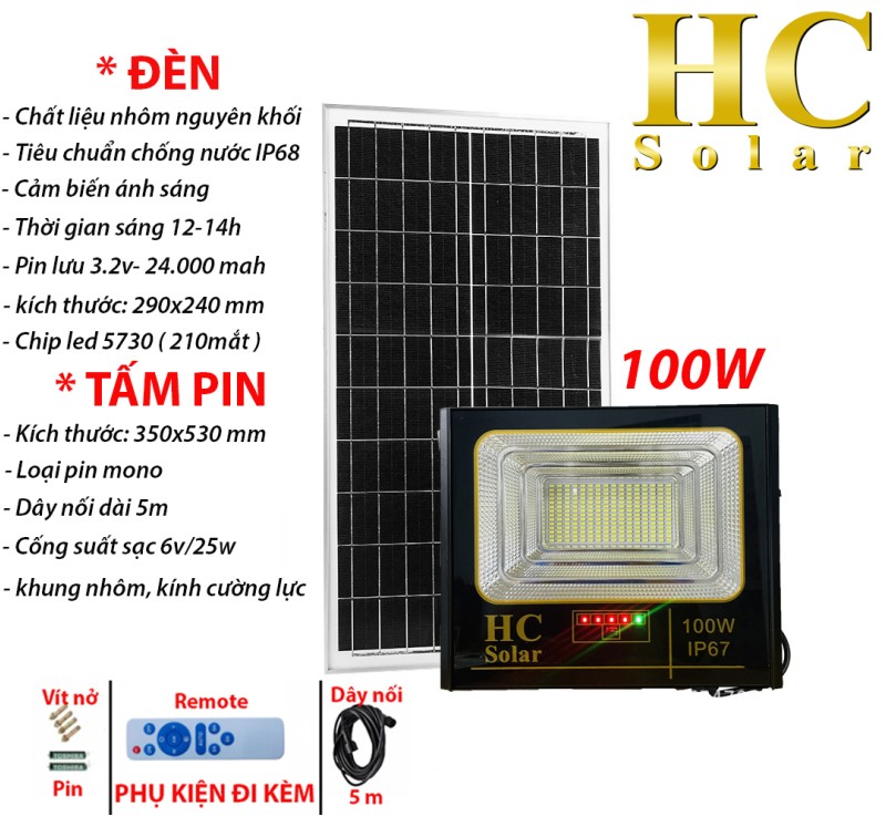 Đèn pha HC Solar 100W Đèn pha HC Solar 100W